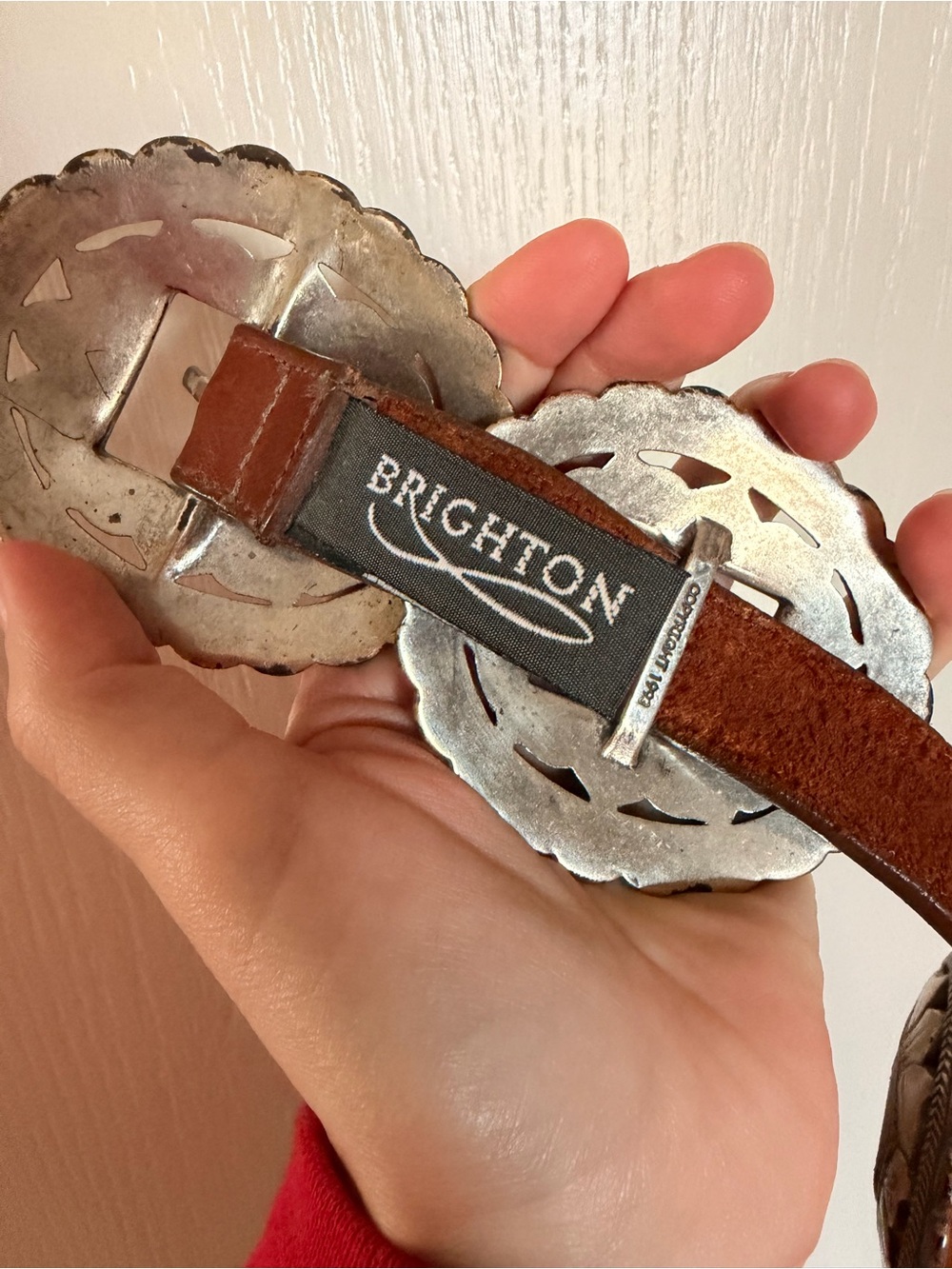Brighton Brown Leather Belt with Silver Conchos
